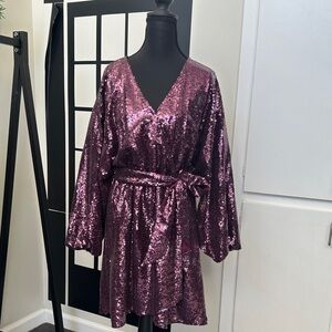 Anthropologie Plum Sequin Dress